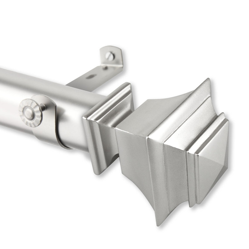 Tringle à rideaux simple réglable 1,5 po Ballance, 66 po - l 115 po, Nickel satiné