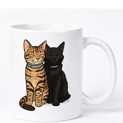 Ceramic Coffee Mug with Black Cat Design, Hand-Wash Only, Reusable, Insulated, Multipurpose, No Electricity Needed.