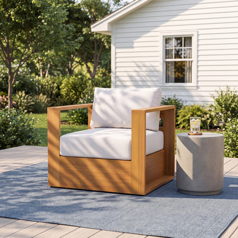 Emmett Solid Eucalyptus Wood Patio Armchair