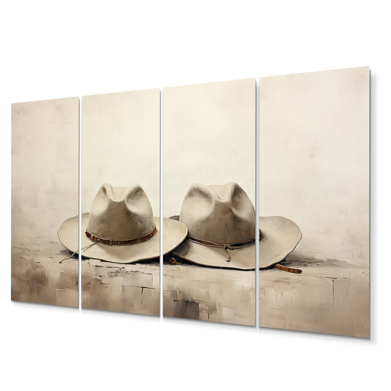 Minimalisme «Cowboy Hats - Cowboys», ensemble de reproduction d'art en métal