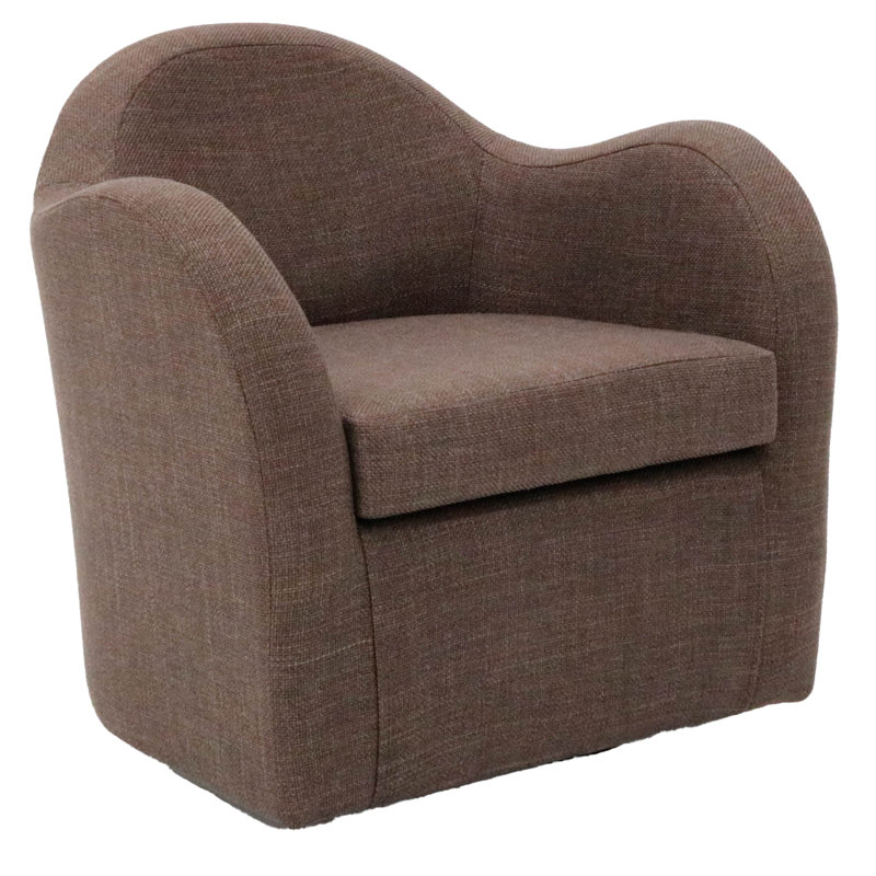 Brada 30.5" W Swivel Armchair, Brown Polyester Blend