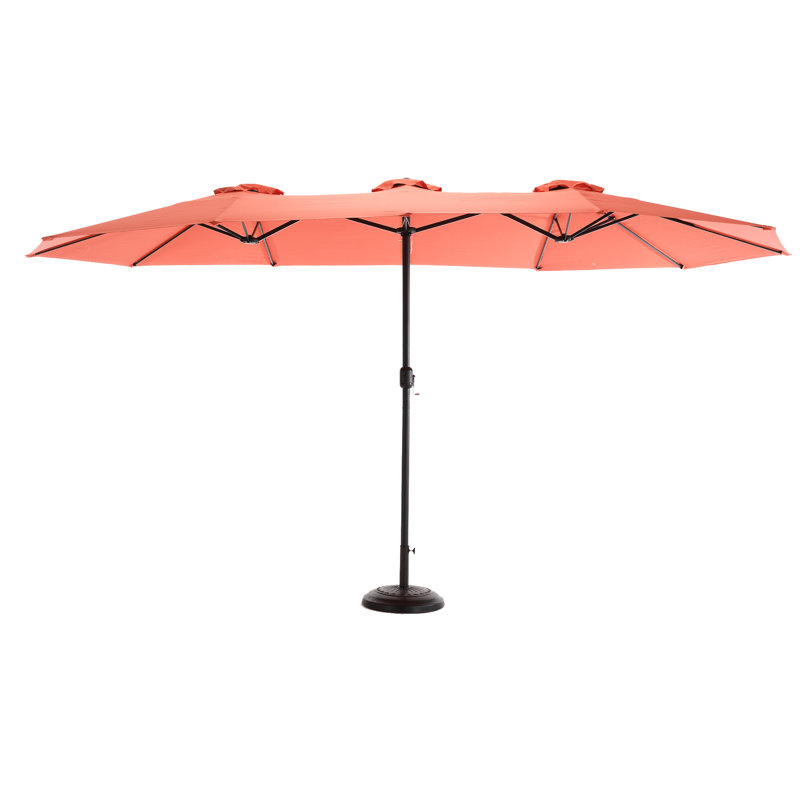 Grand parasol extérieur à double face de 14,8 pi - orange Auvent 100%, parasol stable. Idéal pour la cour, la piscine, la pelouse et le jardin. Idéal