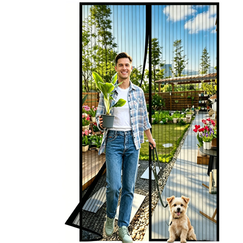 La porte à moustiquaire magnétique convient à un cadre de porte de 36 po x 80 po - Maille auto-scellante à fermeture automatique, installation auto-agrippante sans outil, animaux de compagnie gardés, moustiques et mouches, pour porte de patio avant coulissante