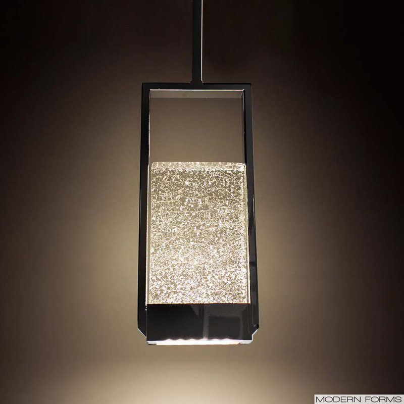 Swing 1-Light Chrome LED Mini Pendant with Piastra Glass