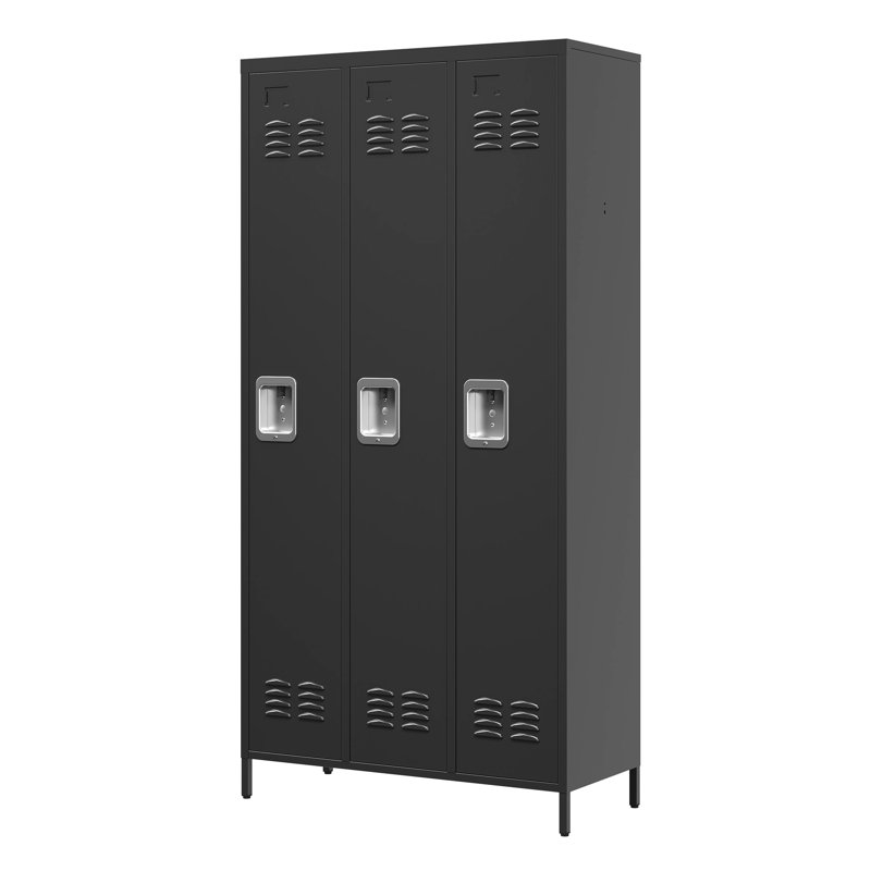Casiers en métal pour la gestion de l'espace - Garage de gymnastique à domicile noir, H 72 po avec serrure pour un rangement de garage efficace,