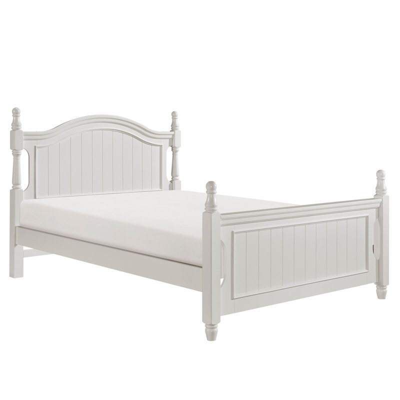 Lit double en bois blanc classique pour la finition de meubles de chambre à coucher avec tête de lit, Lit double