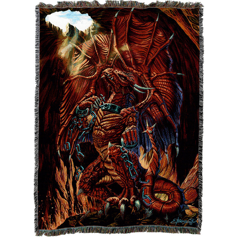 Pure Country Weavers Harbinger of Fire Dragon Blanket by Ed Beard Jr - Gift Fantasy Tapestry Throw Woven from Cotton - Made in the USA (72x54) (Unbound Dragon, 72" x 54")