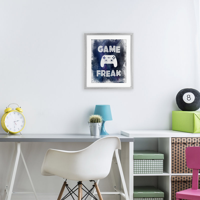 «Game Freak Splash», impression sous verre, conception de Marcus Prime, H 16 po x l 13 po, Cadre de ferme gris