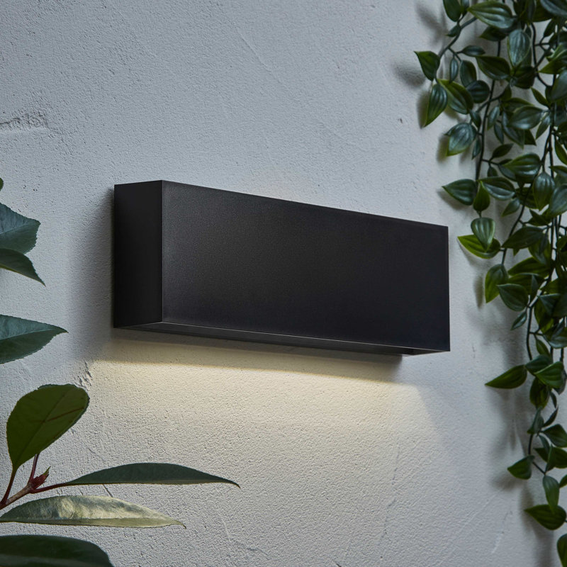 Matte Black Integrated LED Outdoor Sconce, Down, 8cm H x 24cm W x 4.1cm D