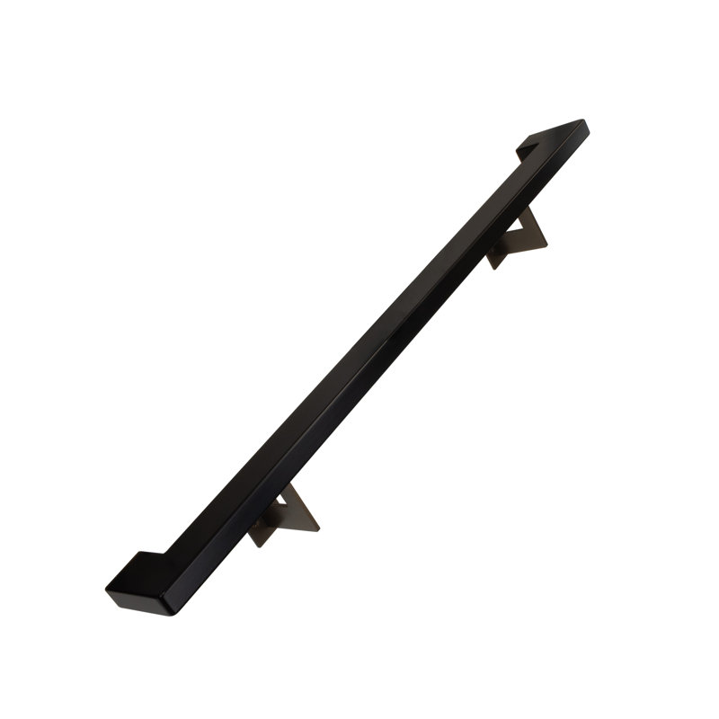 Urban Contemporary Handrail Grab Bar Kit, L Steel Brackets, Returns to Wall, Powder Coat, 192" W, Black