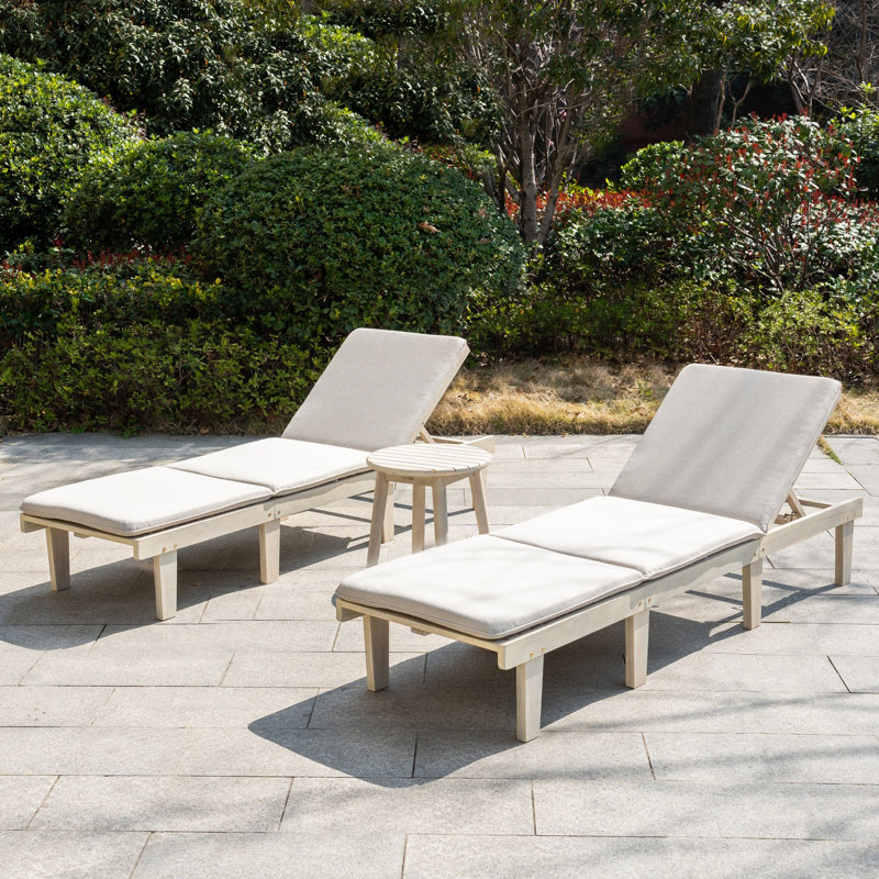 Sadir 200cm Long Acacia Sun Lounger, 2