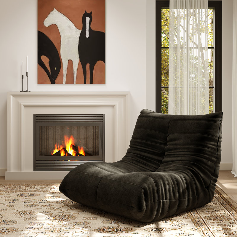 Fauteuil à billes, fauteuil surdimensionné confortable, canapé paresseux, canapé simple ergonomique avec tissu doux pour le salon, noir