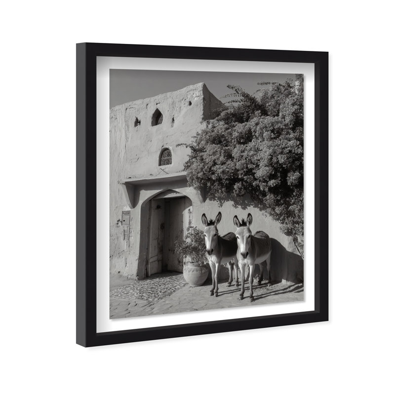 Morning Wait BW Shadowbox Animals Print by Oliver Gal, Black Frame, 16 x 20, 46.5"H x 37.5"W, Black Shadowbox