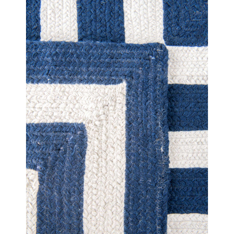 Kozan Geometric Handmade Flatweave Recycled P.E.T. Indoor / Outdoor Area Rug in Navy/White, Rectangle 2'2" x 3'1"
