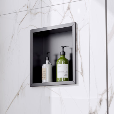 12" W x 14" H Single-Tier Recessed Shower Niche with Shelf, Waterproof Stainless Steel Wall Niche - No Tile Needed