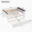 Lit de jour en bois avec tablettes de rangement, dossier rembourré, port USB et lit gigogne-555117893