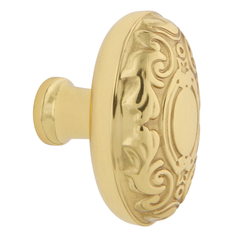 Victorian 1 3/4" Length Oval Knob, Polished Brass