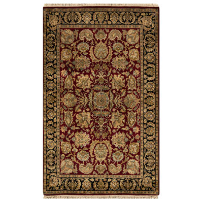 Hand-Knotted High-Quality Red and Black Area Rug