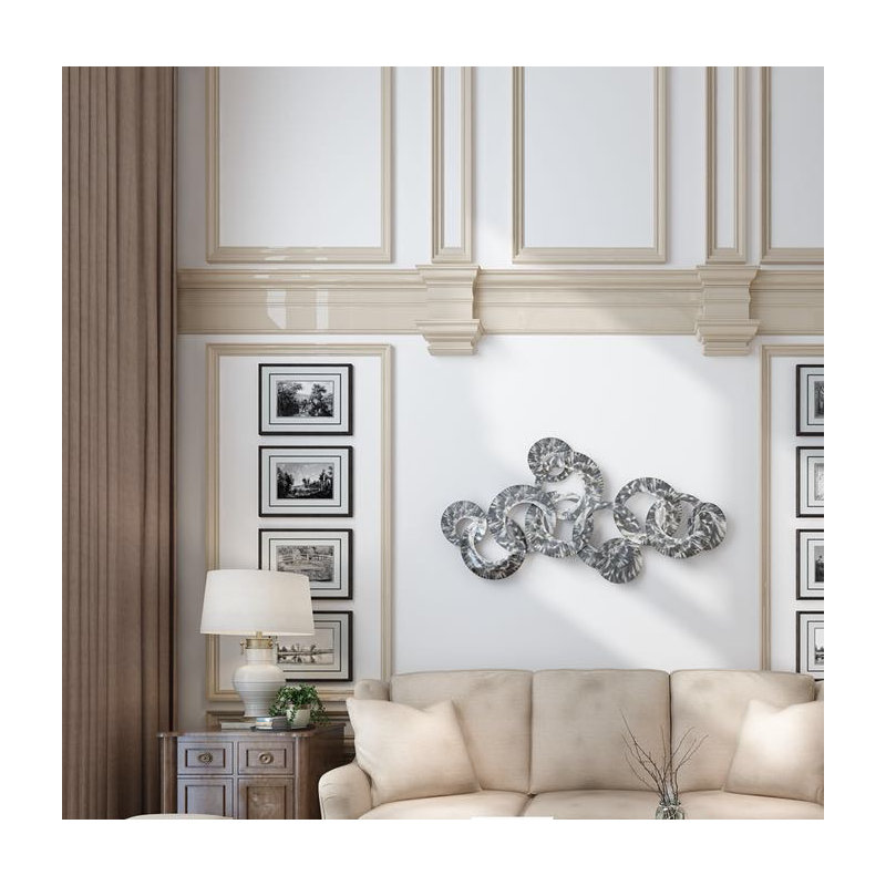 Handmade Traditional Abstract Wall Decor on Metal, Silver