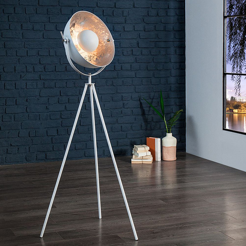 Fiedler 146cm Tripod Floor Lamp, White/Silver