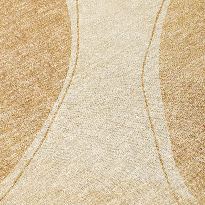 Tapis Chantille ACN3082 abstrait, lavable à la machine, intérieur/extérieur, Noyer, 9 pi x 12 pi