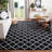 Rodgers Hand Woven Flat Weave Wool/Cotton Geometric Rug in Ivory/Black-1720150303