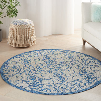 Tapis intérieur / extérieur gris / bleu Trofin