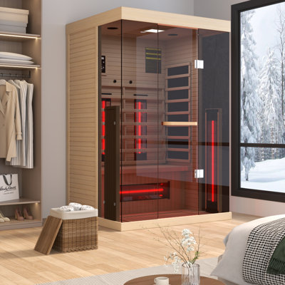 Erommy 2-Person Indoor Low Emf Far Infrared Sauna In Hemlock, Hemlock
