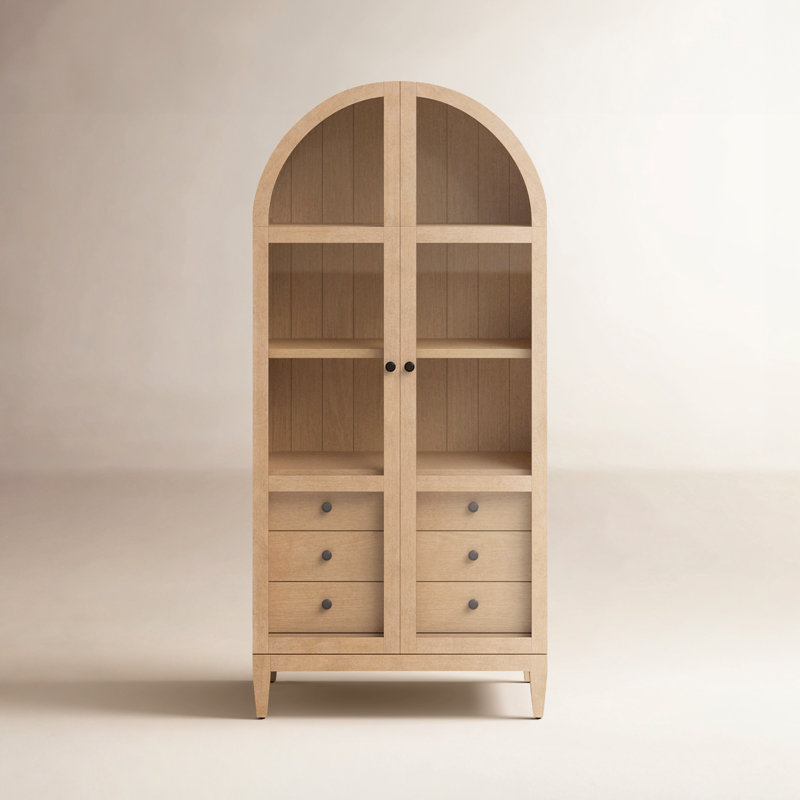 Gayle 3-Drawer Solid Wood China Cabinet with Glass Doors