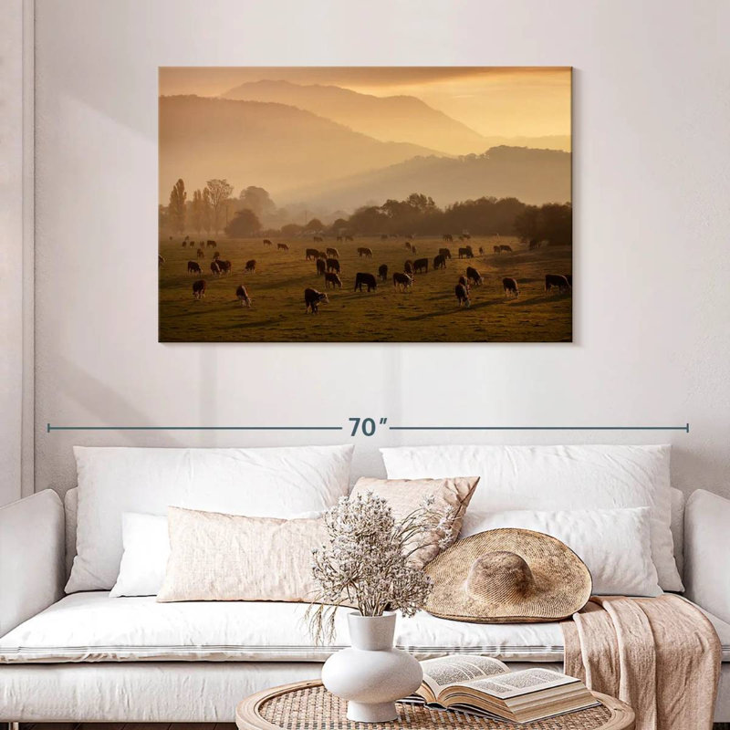 Vaches qui paissent, H 30 po x l 45 po