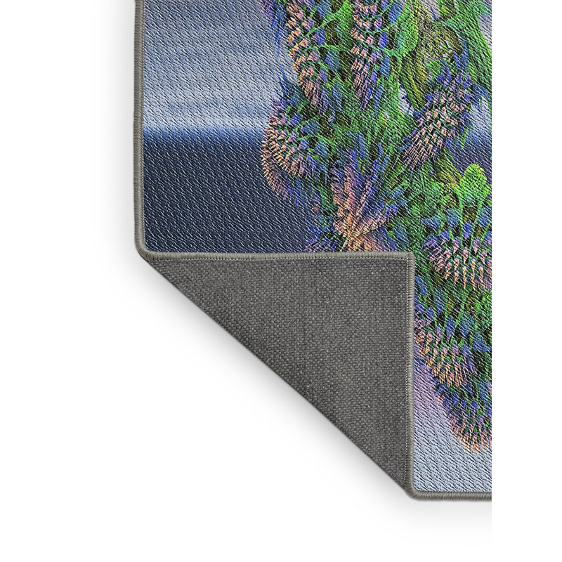 Tapis vert/gris tissé à la machine, Rectangle 6 pi x 9 pi