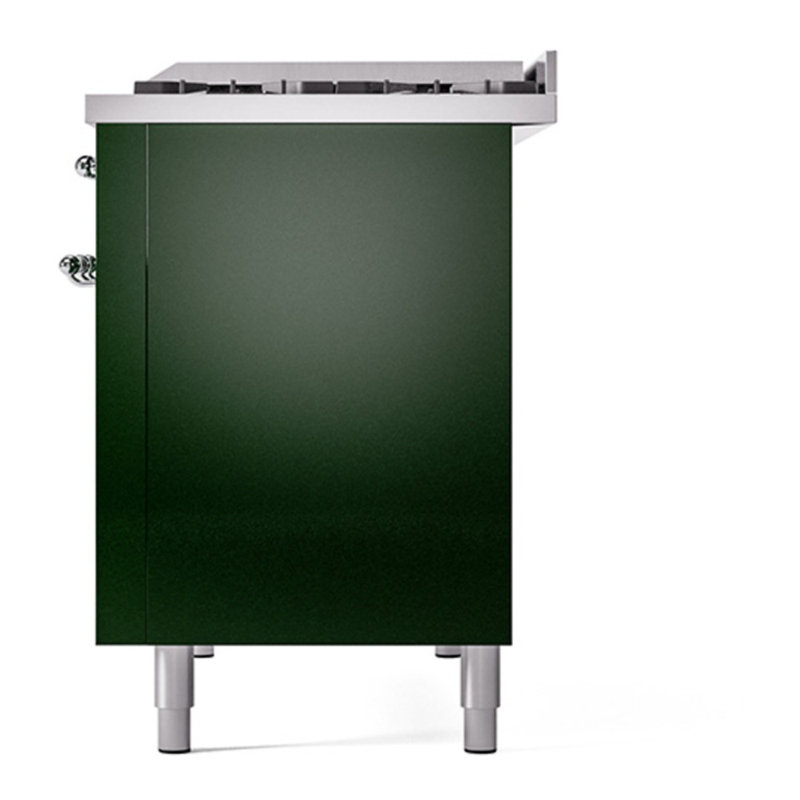 ILVE Nostalgie II 48 in Dual Fuel Range, 8 Burner, Griddle, Emerald Green/Chrome, Natural Gas