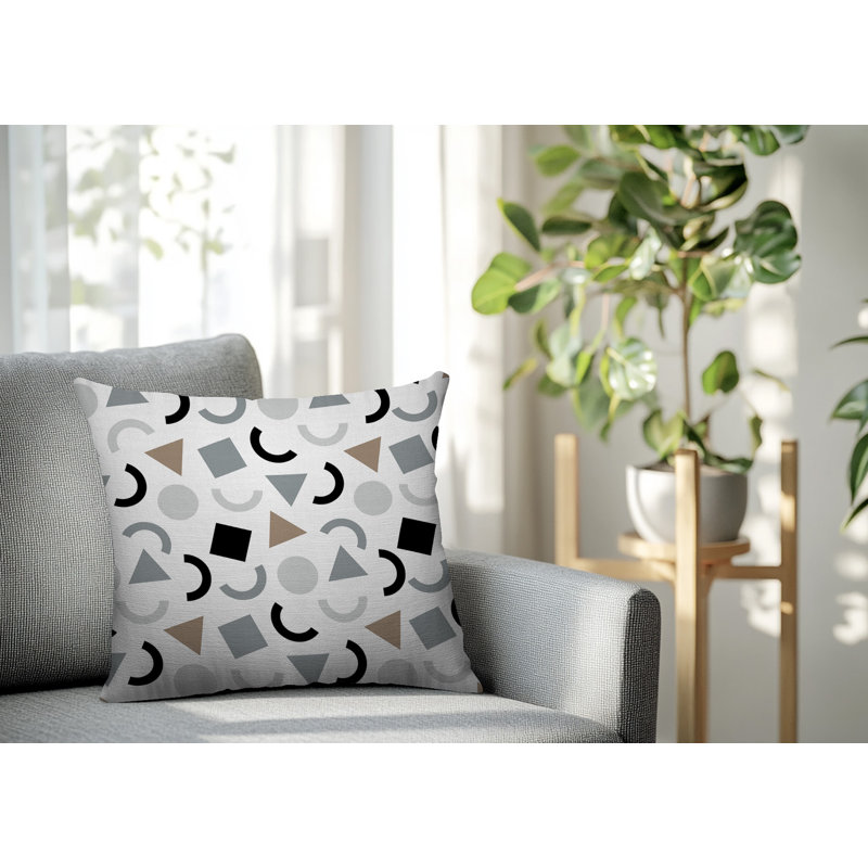 Oreiller carré réversible intérieur / extérieur Fazzal, Gris, Carré 18 po