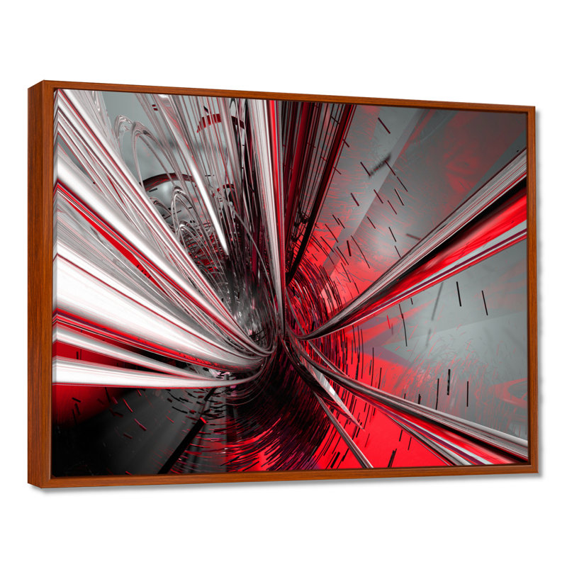 « Fractal 3D Deep into Middle » - Impression d'art graphique, H 12 po x l 20 po, Reproduction avec cadre flottant, Brun