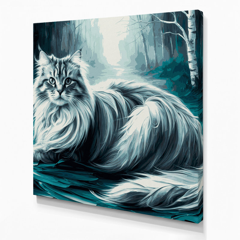 Chats, forêt norvégienne, chat, toile grise, art mural, H 16 po x l 16 po