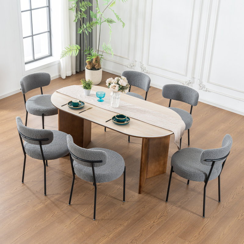 Chaises de salle à manger rembourrées Boucle, Gris
