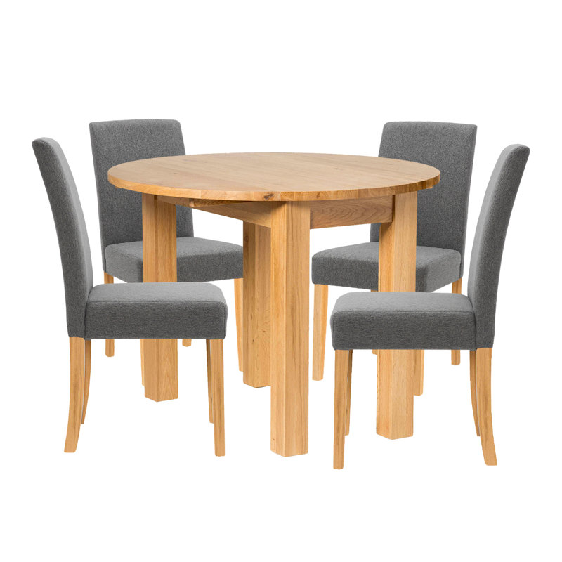 Hatcher 4 - Person Drop Leaf Solid Oak Dining Set, Grey