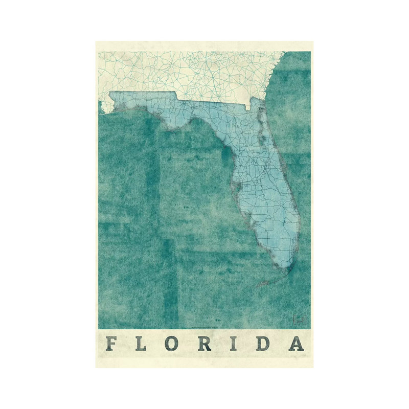 Florida Map by Hubert Roguski - Wrapped Canvas Print, 101.6 cm H x 66.04 cm W x 1.91 cm D