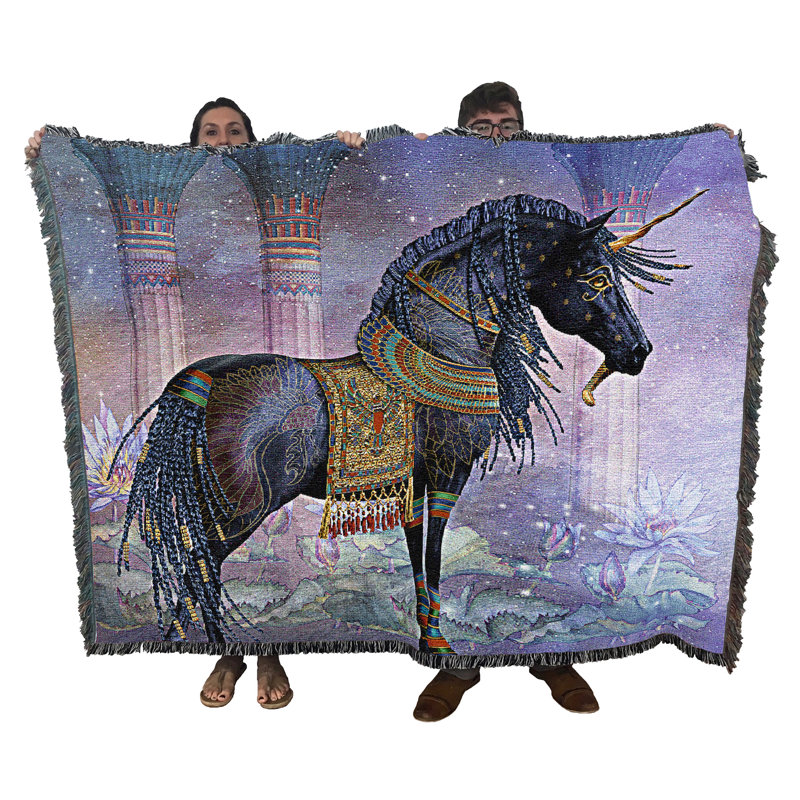 Pure Country Weavers Osirus Blanket by Laurie Prindle - Fantasy Unicorn Gift Tapestry Throw Woven from Cotton - Made in the USA (72x54)