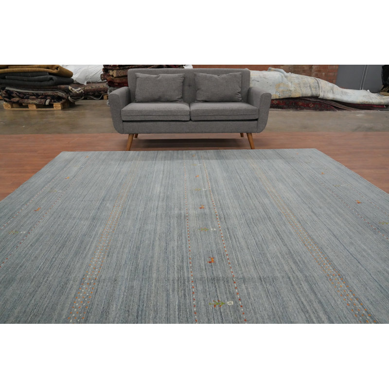 Tapis gris tribal de style Gabbeh 9 x 9