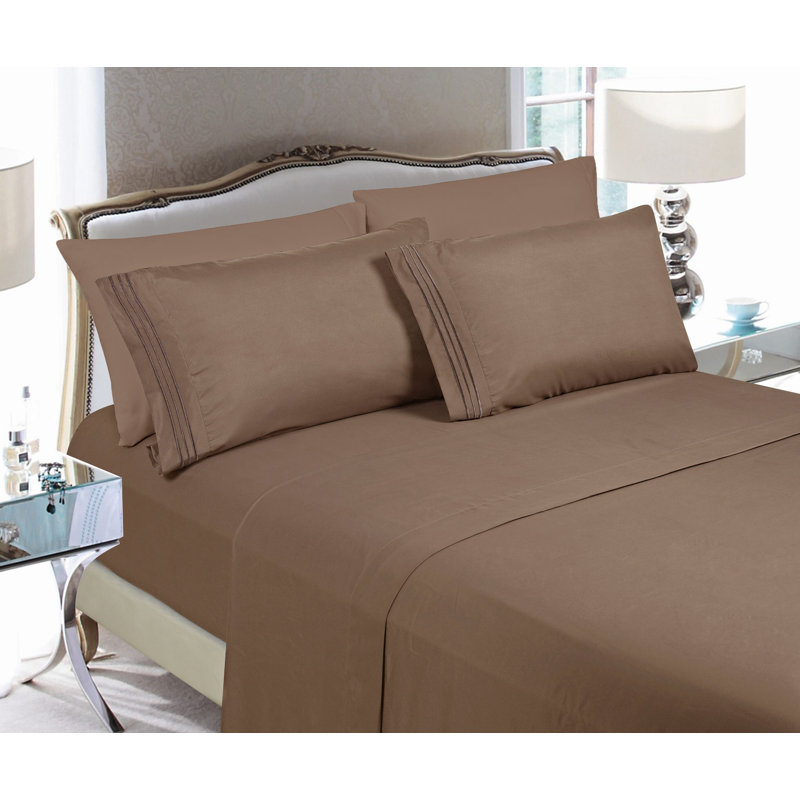 Taupe Queen Microfiber 4-Piece Sheet Set