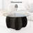 35" Round Coffee Table Modern Accent Table with Tempered Glass Top for Living Room