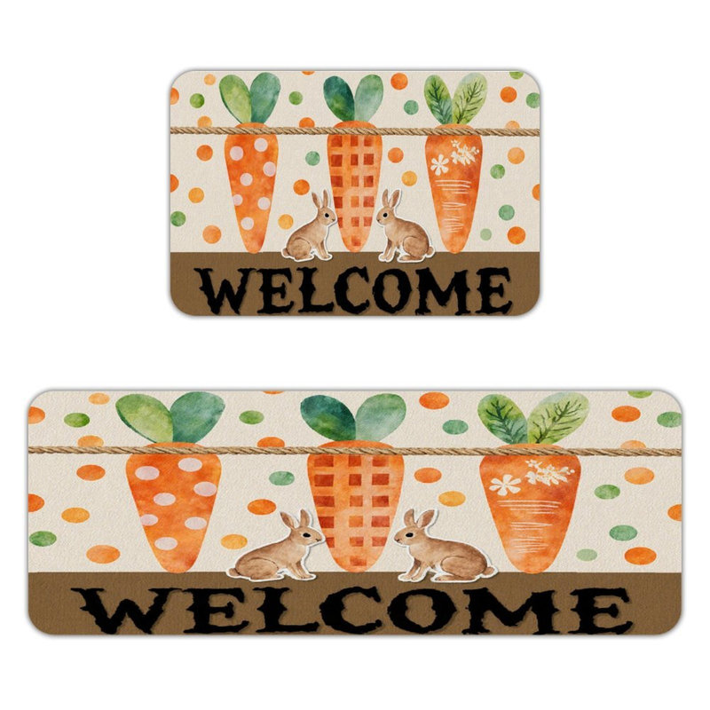 Ensemble de 2 tapis de cuisine carottes et lapins