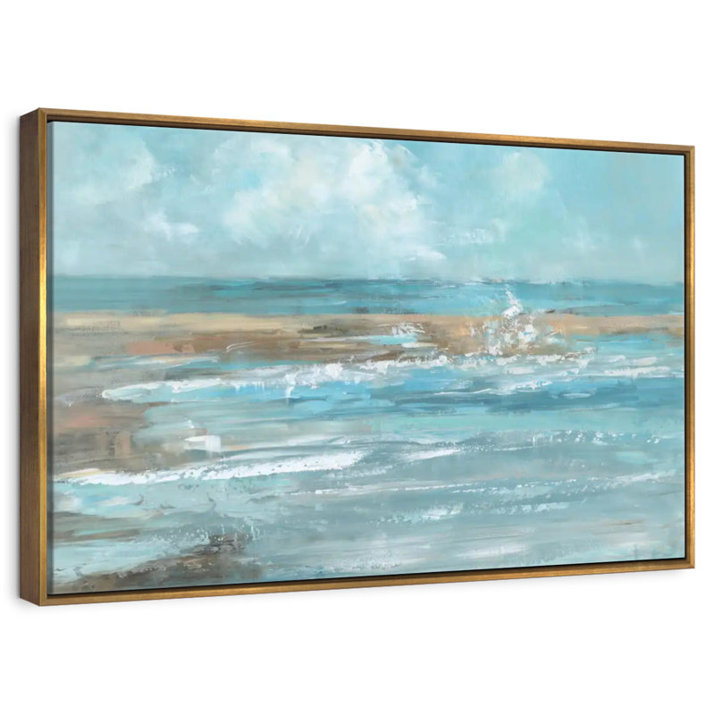 Breaking Waves IV, 46 po x 31 po, Cadre flottant doré