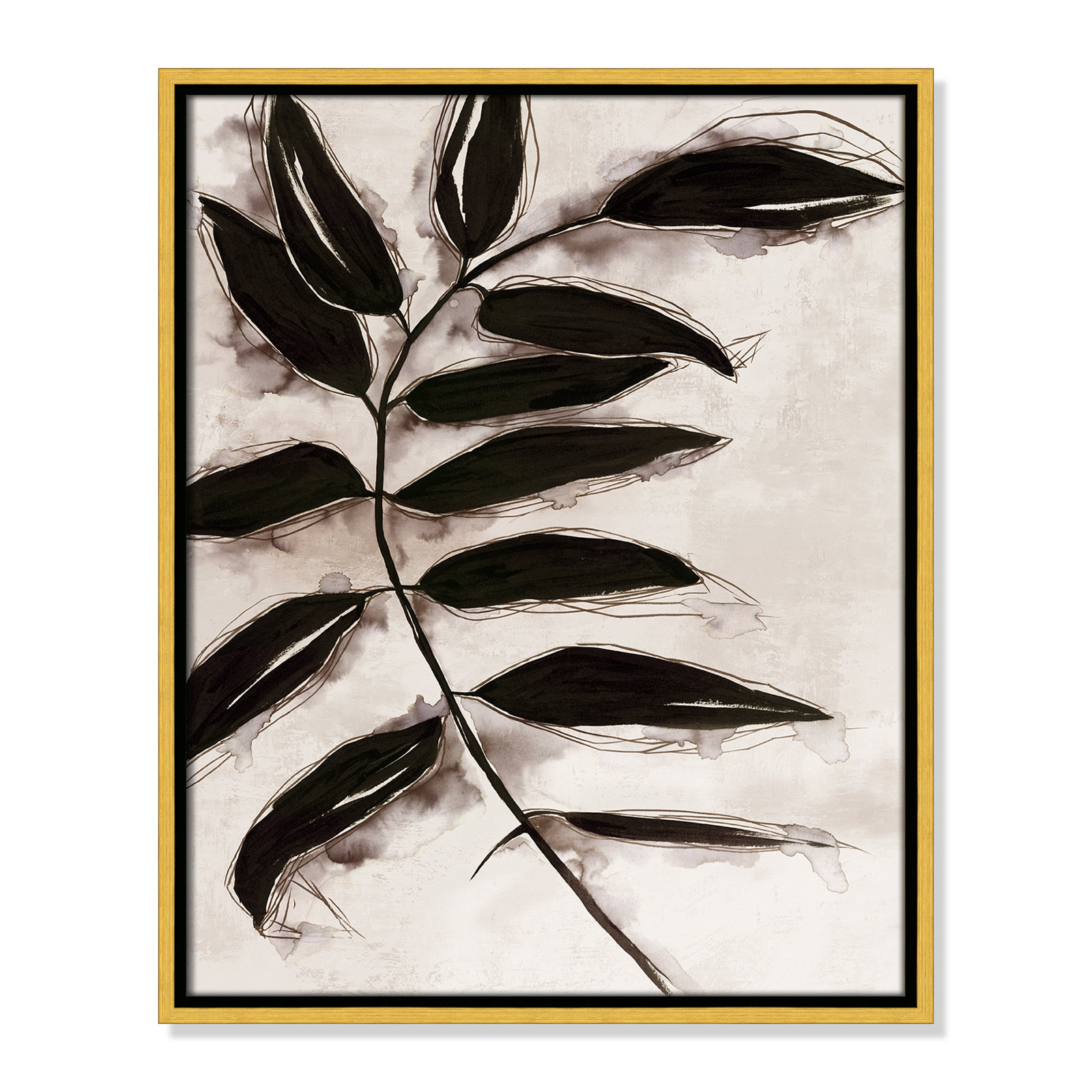 Leaves II by Eva Watts, 21.5" H x 17.5" W x 2" D, Gold Framed