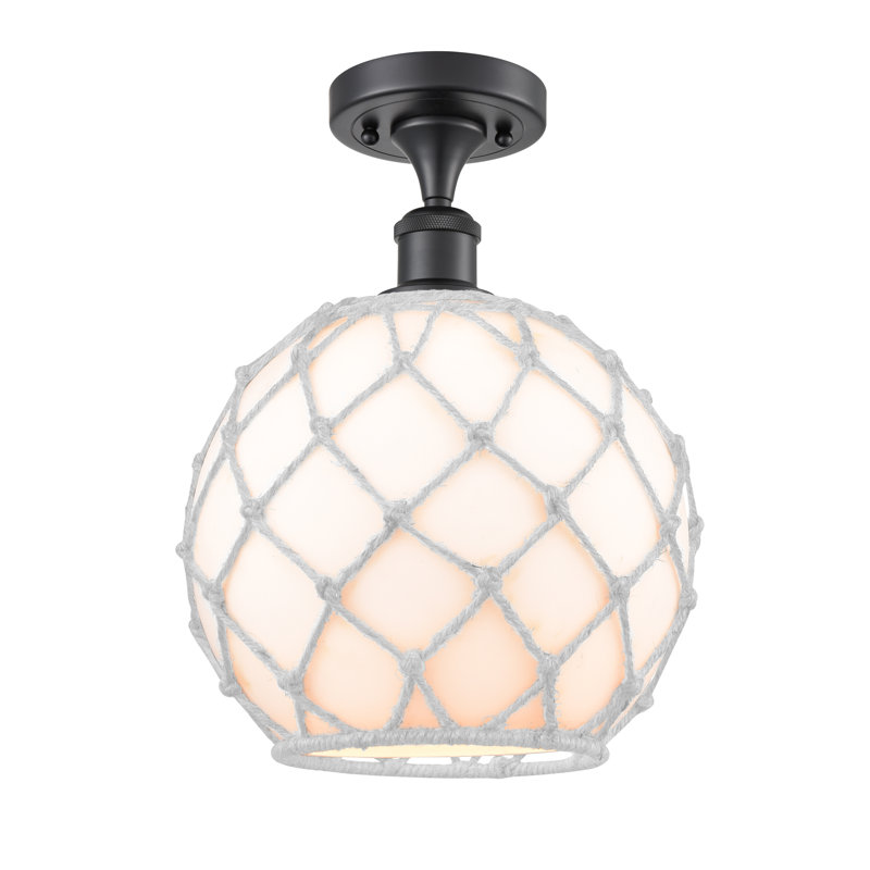 Brianna Glass Semi Flush Mount, Matte Brown, White/Off White, No Bulb Included