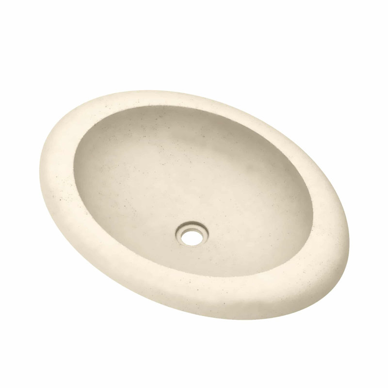 Cuyama NativeStone Concrete Handmade Oval Drop-In Bathroom Sink, Sand
