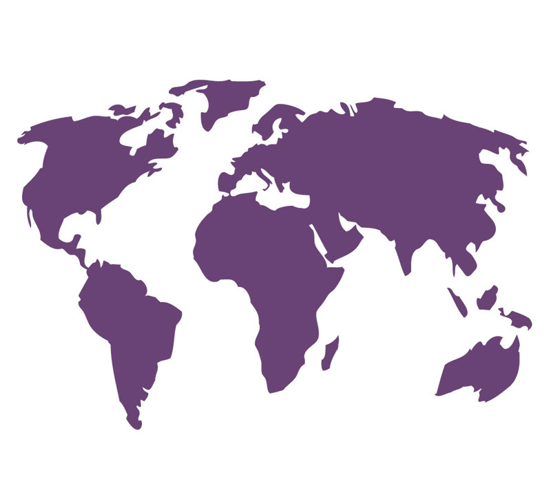 Décalcomanie murale carte du monde, Violet, H 38 x l 56 po x P 0,01 po