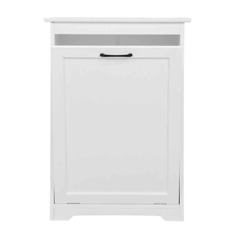 Armoire à poubelle blanche avec porte réglable, armoire multifonctionnelle de 13 gallons pour balcon et espace de vie, porte à poubelle inclinée