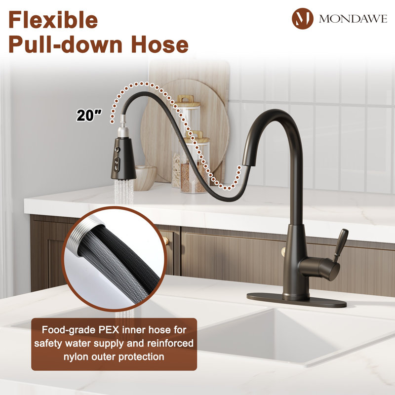 Robinet de cuisine Mondawe, Noir mat
